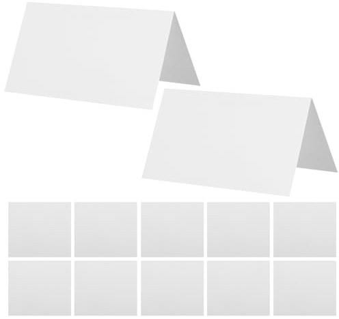 iplusmile 100 Unidades Tarjetas de Lugar Blancas para Eventos Tarjetas de Asiento Plegables para Bodas Fiestas y Banquetes Compatibles con Escritura y Impresión