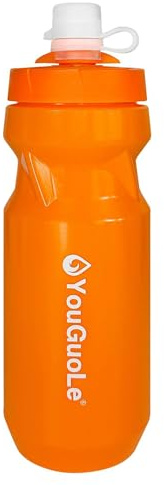 650ml Cycling Water Bottle, Squeeze to Drink Leakproof Design with Anti-Slip Grip, BPA-Free PP5 Material for Road Mountain Bike Fitness Sports (Orange (Screw-top) 650ML)