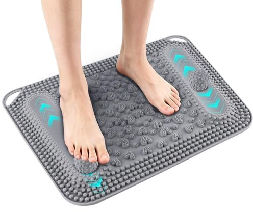 Kalolary Silicone Acupressure Mat with 2 Massage Balls, Large Foot Massage Mat 3-Zone Reflexology Pressure Point Mat Non-Slip Design for Stress Relief Sitting Standing Home Gym Use