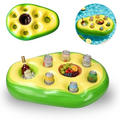 IWTBNOA Poolbar, 2 in 1 Getränke und Snackhalter, Aufblasbarer Getränkehalter Schwimmender, 8 Löcher Getränkehalter Pool, Schwimmende Coasters für Sommer Poolpartys, Strand Mottoparty