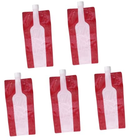 VINTORKY Pochettes Pliables en Plastique Lot de 5 pour Bouteille de Vin 750ml Portable Réutilisable et Étanche pour Voyage et Boissons