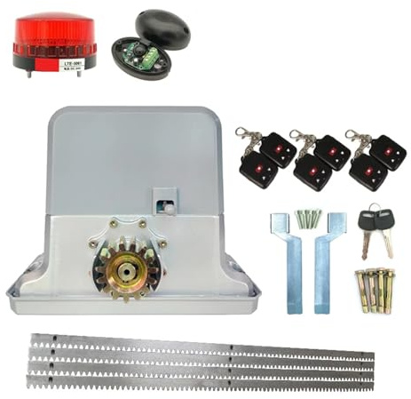 Electric Gate Opener Kit, 1800KGS Automatic Sliding Gate Operator of AC220V/110V Motor As Door Closer Engine(Sensor,Button,lamp, Optional) Pack(Kit2)