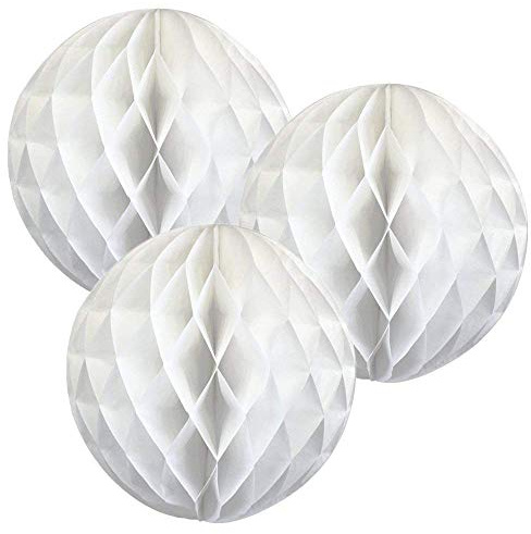Wabenbälle aus Papier, 30 cm, Weiß, 3 Stück