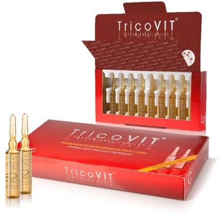 TricoVIT Ampollas Anticaída Cabello. Nuevo Tratamiento Profesional Capilar Anticaída. Activa el Crecimiento del Pelo, Fortalece la Fibra Capilar y Reduce la Caída (10 Ampollas de 10 ml)