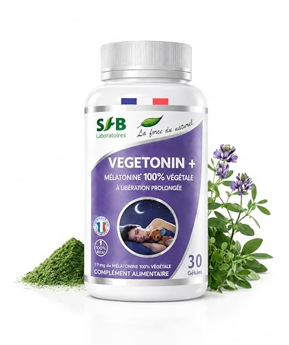 SFB Laboratoires - Vegetonin+ - Mélatonine Végétale - Facilite l'Endormissement - Sommeil Réparateur - Réduit l'Anxiété - 30 gélules végétales