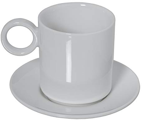Set de 6 Tazas de té con Plato de Porcelana y con Caja de Regalo en Blanco Taza:200cc