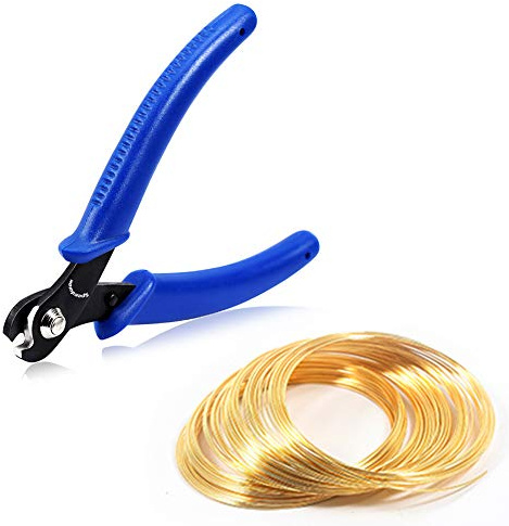 SPEEDWOX 5 Inch Memory Wire Cutting Pliers 100 Loops Gold Wire Cutter for Bracelet Jewelry Bead Making DIY Crafts
