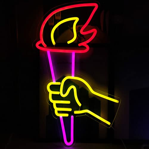 Jinson well Antorcha lámpara de neón para pared, decoración de mesita de noche, signo de neón, para bodas, dormitorio, mesa de regalo, juguetes para niños, decoración para regalo