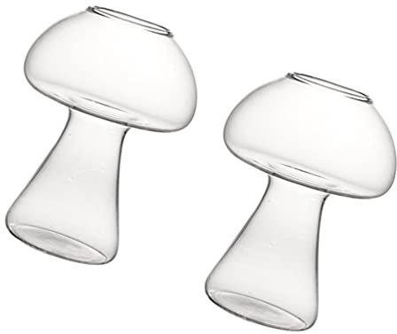 DOITOOL Rot Lagerung Tasse Becher 2Pcs Design Becher Getränke Wein Cup Whiskey Decanter für Geburtstag Bar Partei Wein Kelche Martini Mushroom Glasses