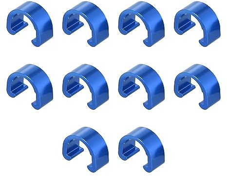 X AUTOHAUX Bike Brake Cable Clip C Style Clamp Alloy for Mountain Bike Road | for Mountain Bike Road Bicycle, Blue, Aluminium, 10pcs