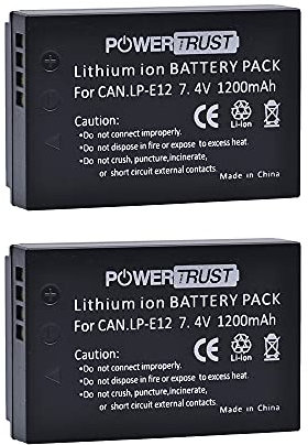 PowerTrust 2 Stück 1200mAh LP-E12 Akku für Canon EOS M50 Mark II, M50, EOS M, M2, M10, M100, M200, Rebel SL1, 100D, Kiss X7, PowerShot SX70 HS