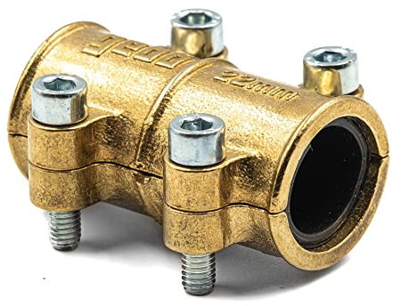 Gebo Rohrschelle 15 mm DVGW - Dichtschelle aus Messig mit EPDM-Gummidichtung - Schelle für die Reparatur von Kupferrohr - Reparaturschelle Wasserleitung Sicher für Trinkwasser