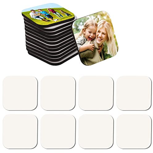 OOTSR 16 Piezas Imanes de Nevera de Sublimación en Blanco, 5x5 cm Imanes Cuadrados para Refrigerador Pizarra Oficina Calendario Cocina Hogar Decoración de Pared