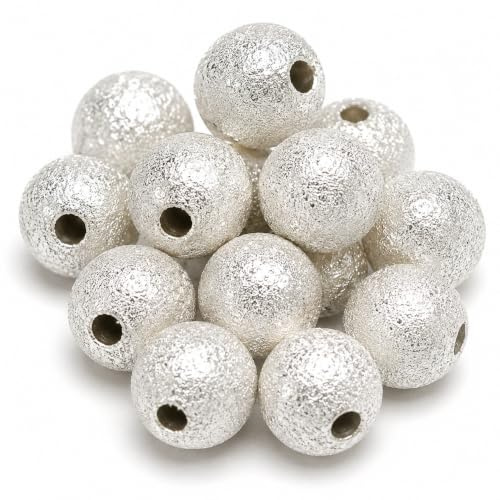 Perlin Messing Perlen Sternstaubperlen Stardust Metallperlen 4/6/8 mm Rund Spacer Zwischen Perlen (4mm, Silber - 50Stück)