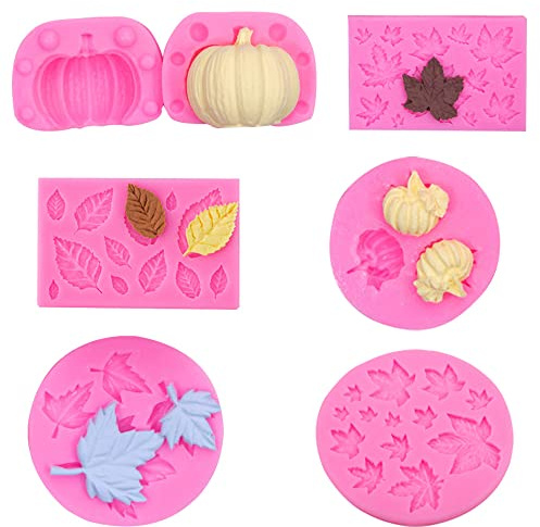 ZOOMPIL Stampo in Silicone Foglia per Fondant, Torte di Cioccolato, Gelatina, Zucchero e Sapone - Foresta Foglie (6 Pezzi)