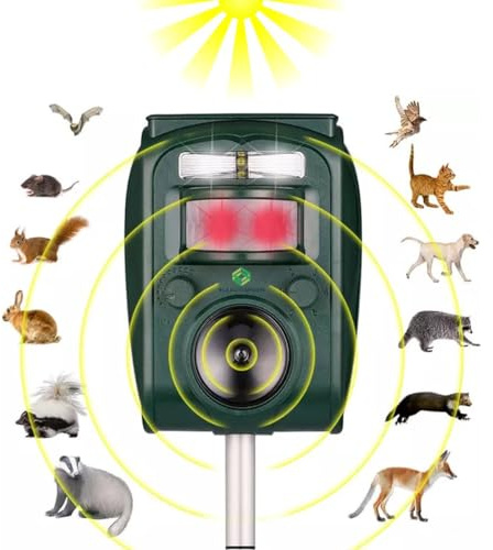 Fleau Ultraschall-Solar-Tiervertreiber – Katzenvertreiber – Katzenschreck – Marderschreck – Vogelschreck – Katzenschreck