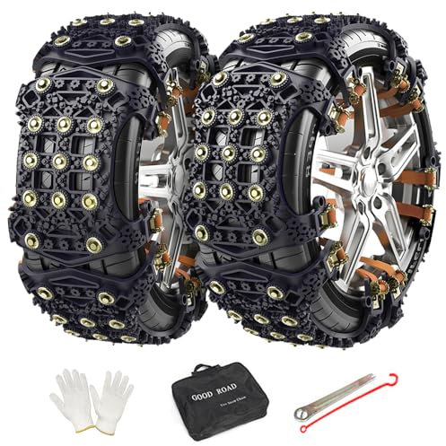WYRIAZA Schneeketten Universal Schnellmontage Auto - 6 Stück Snow Chains Cars 165-265MM R15-R19 zum Beispiel Schneeketten 205 55 R16 Schneeketten 225 55 R17 Schneeketten 205 60 R16 Schneeketten 215 65
