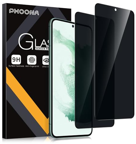 Phoona Sichtschutz Schutzfolie für Samsung Galaxy S22+ / S22 Plus 5G,[2 Stück] Anti Spy Displayschutzfolie, Privatsphäre Sichtschutzfolie 9H Härte Gehärtetes Glas Blasenfrei Privacy Folie