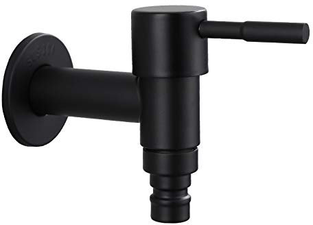 Schwarzer Schnell Zu Öffnender 1/2-Zoll-Wasserhahn Waschmaschinen-Wasserhahn 304 Edelstahl Einzelner Kaltwasser-Wasserhahn Mopp-Pool-Wasserhahn Schwarzer Kurzer Waschmaschinen-Wasserhahn