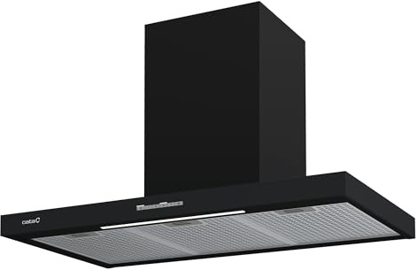 CATA Campana Decorativa Pared Sygma 9010 BK con 4 Niveles de Extracción, 3+1 Turbo Panel de Control Electrónico Nivel Sonoro 50 db Motor BT3 Extra Silencioso Iluminación LED Ancho 90 cm Color Negro