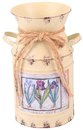 AOKWAWALIY 1 vase shabby chic galvanisé vintage vieux pot à lait seau à plantes en métal vase rustique décoration maison ferme française seau pot fleurs tonneau en métal