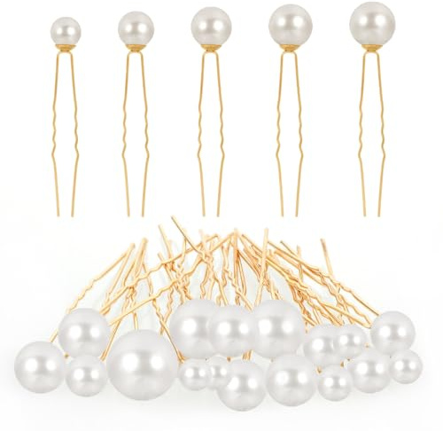 18 Piezas Horquillas de Perlas para Novia Clip en Forma de U Accesorios Dorados para el Cabello Horquillas de Boda con Perlas Accesorios para el Cabello para Mujeres y Niñas Tocado