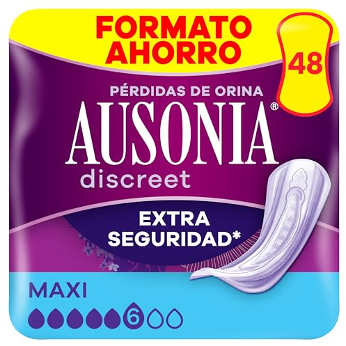 Ausonia Discreet Compresas Maxi, Pack de 48,Para Pérdidas De Orina Para Mujer, Protección Completa*, Discreción Increíble