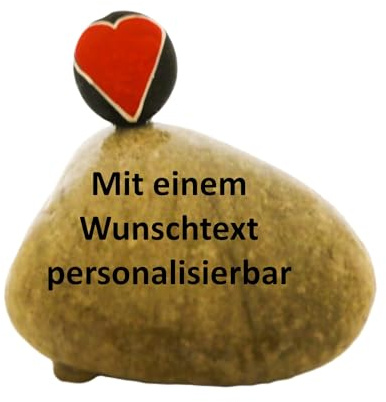 Andys Steinwelt® Personalisierter Grabstein mit rotem Herz, Trauer 1044 | Trauerstein mit Wunschtext, Grabschmuck für Urnengrab, Gedenkstein als Troststein & Erinnerungsgeschenk (mit stehendem Herz)