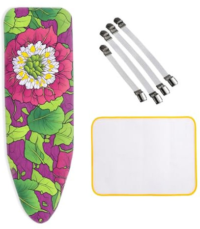 ZJBKX Bügelbrettbezug für Dampfbügelstation, geeignet für Bügelbrett von 30–45 cm x 110–125 cm, mit 4 Spannern, 1 Bügeltuch