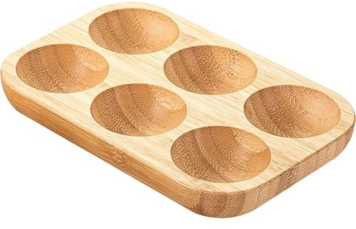 Ymxygz Mini Bandeja con Orificios para Huevos De 6 Celdas, Soporte Rústico De Madera para Huevos Rellenos, Utilizable En Refrigerador De Cocina O En Encimera para Exhibición O Almacenamiento