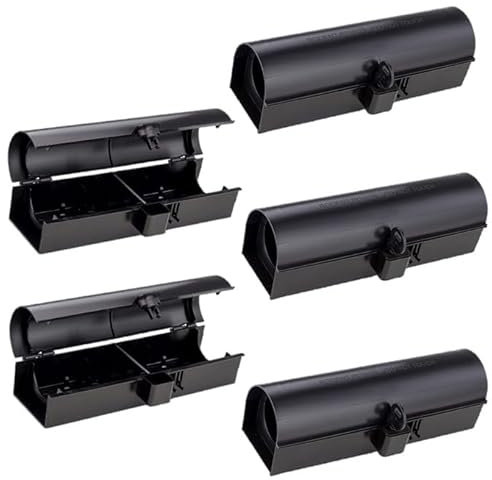 Köderbox Ratte schwarz I Kinder- und Haustiersicher I Effektive Ratten Köderstation für Rattengift, Giftköder I Rattenköderstation, Rattenköderbox Haus, Garten (5er Set)