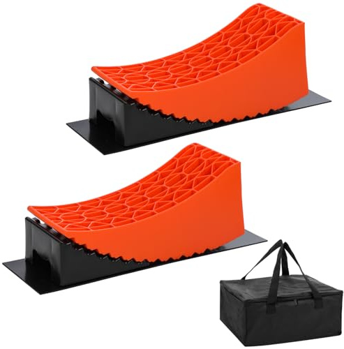 KATSU-verktyg 2-pack husbilsutjämnare husvagn utjämning ramper block 15 cm extra hög lyft 13,5 ton kapacitet slitstark för husbil skåpbil släpvagn med bärväska, 424 x 170 x 174 mm