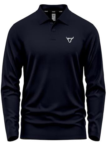 TORO ACTIVA Mens Active Polo Long Full Sleeves T Shirt Olympic Casual Uniform Party Wear Regular Fit Button Up Multi-Colours Adults Gift Polo Top
