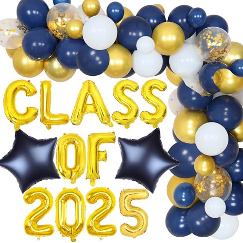 Sursurprise Marineblau und Gold Abschlussdekorationen 2025 Ballongirlande Bogen Kit Klasse 2025 Ballon Banner für Abschlussfeier 2025 Supplies