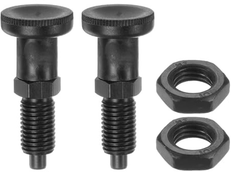sourcing map 2pcs Push Fit Ball Nose Spring Plunger M12x1.5Thread 6mm Pin Dia.Carbon Steel Return Knob Plunger Non-Locking Retractable Index Plunger for Industrial Equipment, Black