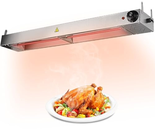 YAOYAOO YAYAOO Lampada Riscaldante Cucina, Lampada Riscaldante per Alimenti Acciaio Inossidabile, Commerciale Lampada Scaldavivande Ristorante per Mantenere Cibo Caldo (60cm)
