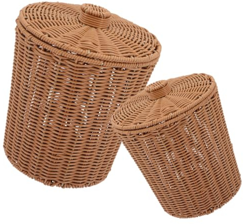 TOPBATHY Contenedor De Almacenamiento Con Tapa Cesta Ropa Sucia Mimbre Caja Mimbre Con Tapa Cesta Ropa Sucia Organizador Del Hogar