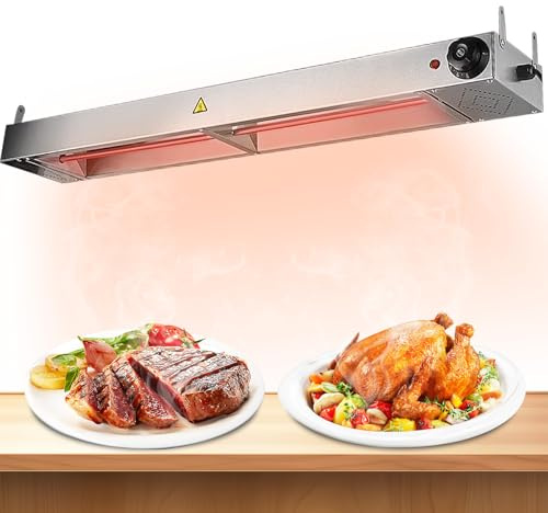 YAOYAOO Lámpara Calor Alimentos Acero Inoxidable con Regulación 30-85℃ | Lámpara calentadora de platos para restaurante, buffet y cocina industrial. Colgante, distribución uniforme del calor