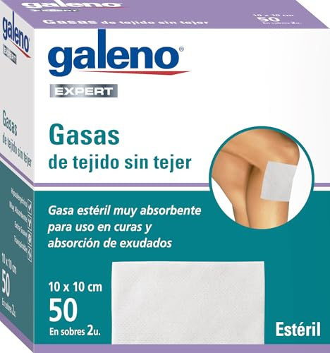 Garza di tessuto non tessuto 50 pezzi | Extra morbidi e altamente assorbenti | sterili e traspiranti | non si sfilacciano | Confezione da 2 per busta | 10 x 10 cm