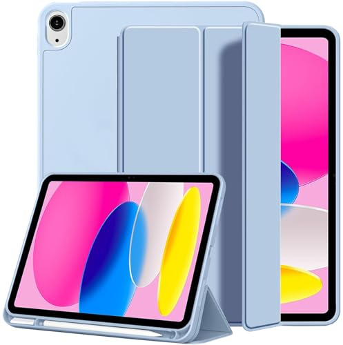 A-BEAUTY Custodia Compatibile con iPad (A16) 11a/10a Generazione (2025/2022) Antiurto in Morbido TPU Cover con Portapenne, Pellicola Protettiva, Auto Sonno/Veglia, Blu Cielo