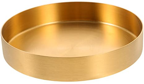 FRCOLOR Bandeja De Almacenamiento De Metal Bandeja Para Joyería De Acero Inoxidable Plato De Almacenamiento Multifuncional El Hogar Adorno Para Tocador