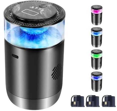 Ambientador Coche con 3 Modos Ajustables y luz ambiental, Difusor de coche Encendido/Apagado Inteligente Recargable, Atomizador Ultrasónico Duración 6 Meses