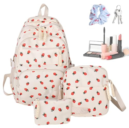 Rrlihjgu Zaino Scuola per Ragazze | Attrezzature per Zaino Scuola | Borsa a tracolla Custodia per uscite quotidiane Asilo e Campeggio, bianco, Consulte la descripción