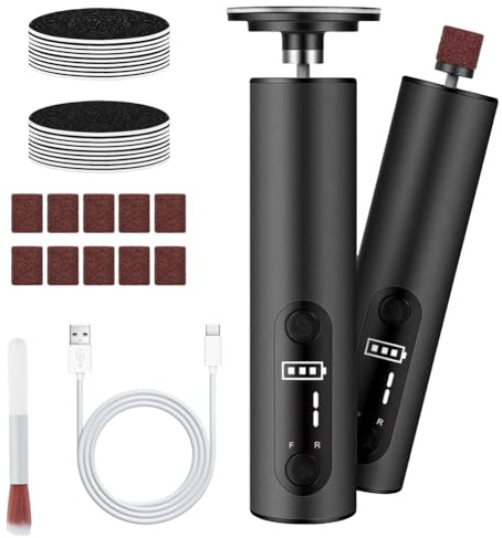 AOOSA 2-in-1 Pedicure Elettrico Professionale, 9 Velocità Regolabile & Display a LCD Rimuovi Calli Piedi Elettrico, Ricaricabile Type-C, Pedicure Kit Per Rimuovere Calli, Pelle Morta e unghie