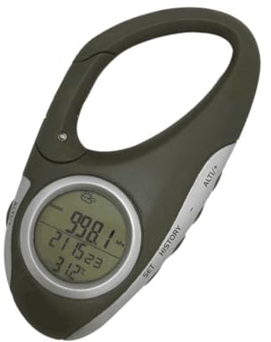 BELLIFFY Altimetro Portatile con Moschettone Barometro Digitale e Termometro Handheld Resistente e Leggero per Escursionismo e attività Outdoor Previsioni Meteo Fino Ore