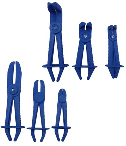 Ludom 6-Piece Blue Hose Clamp Set – Straight & 90° Pinch Off Pliers with 3 Sizes Line Clamps for Brake, Fuel & Gas Lines