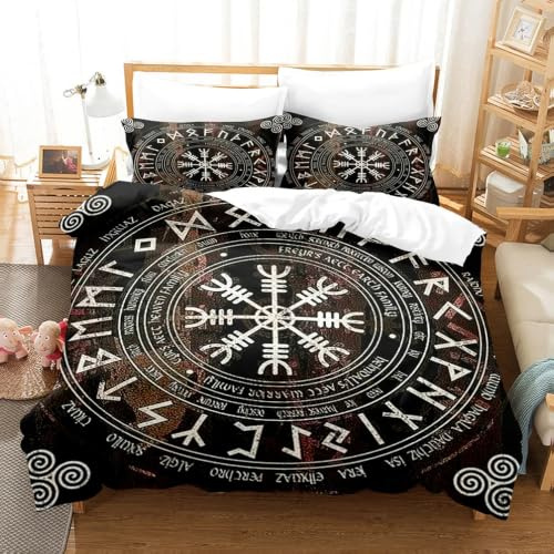 LMMSMGS Funda Nordica Cama 90 Vikingos Infantil Juvenil Funda Edredón Cama 90 para Niñas Niños con Cremallera Suave Fundas Nordicas 150x220 cm + 1 Fundas de Almohada 50x75 cm
