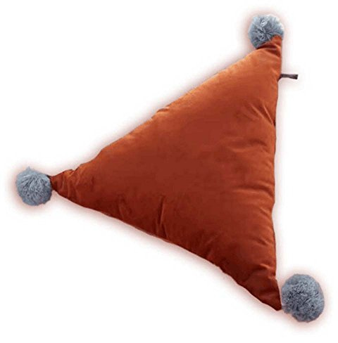 YEKEYI Triangle Shaped Pillow Detachable Waist Pillows Cushion with Pompoms Ball Throw for Bed/Sofa/Car (Brown)