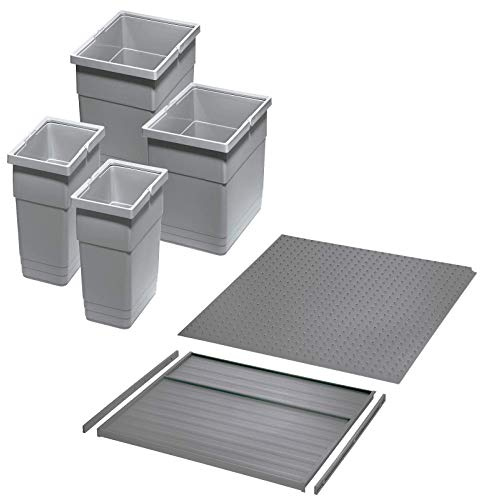 Sistema de separación de residuos Ninka eins2vier KB 600 mm, grosor lateral 16 mm, altura 275 mm, 2 x 6L, 2 x 13,5 L, para caja de arena Tandembox