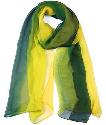 sourcing map Long Chiffon Poids léger Pente Couleur Écharpe Femmes Vert-2 Taille unique